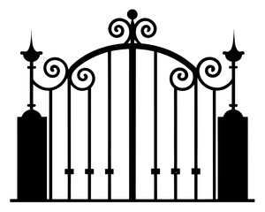 wrought iron gate  simple   silhouette vector