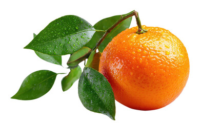 Zesty Orange Delights: A close-up shot of a vibrant, juicy orange, complete with its green leaves, offering a fresh, healthy treat. capturing a juicy fruit experience.