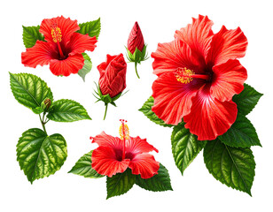 Minimalist Floating Red Hibiscus Flowers
