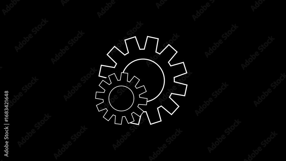 Poster two interlocking white gears on a black background symbolizing teamwork and connection