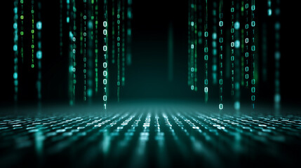 Abstract background of binary code cascading on digital screen