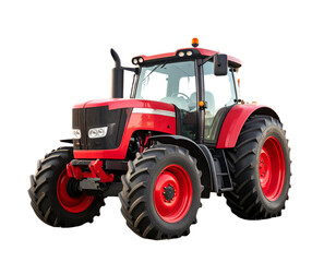 Obraz premium Rustic Farm Scene with Red Tractor and Seasonal Harvest Props