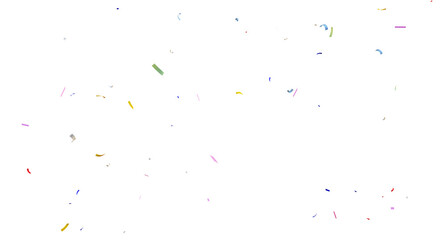 PNG 3d render of multicolored confetti falling on transparent background, Frame, background, border, or decor for the invitation, 3d Rendering Realistic falling  Colorful confetti - Transparent PNG. 