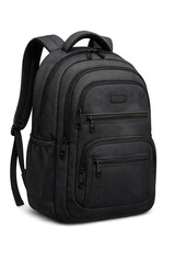 Black School Backpack with Multiple Zipper Pockets Isolated 