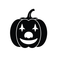 Black silhouette pumpkin clown face icon white background