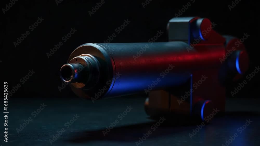 Aufkleber sci-fi device animation with red and blue lights on dark background for technology projects