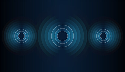 This mesmerizing image features three layered concentric circle patterns in shades of blue and white, creating a visually captivating and modern abstract design.