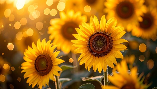 Sunflowers bloom, light dances - Powered by Adobe