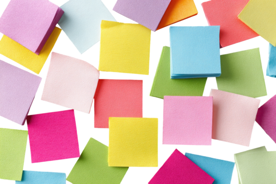 Colorful sticky notes scattered across a surface