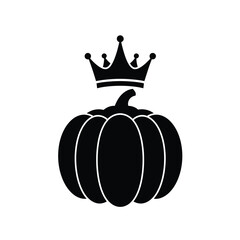 Black pumpkin with crown icon white