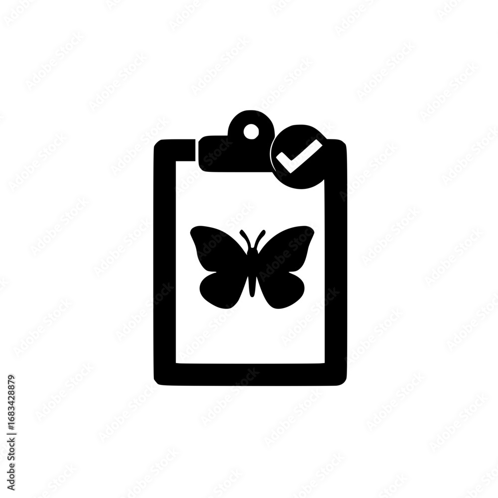Poster butterfly icon on clipboard representing delicate planning and efficient task scheduling
