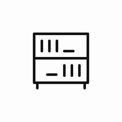 two drawer cabinet icon sign vector