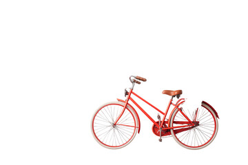Fototapeta premium A vibrant coral bicycle, profile view