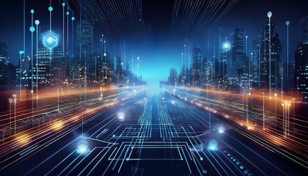 high tech network with seamless data flow and robust cybersecurity protection for digital future