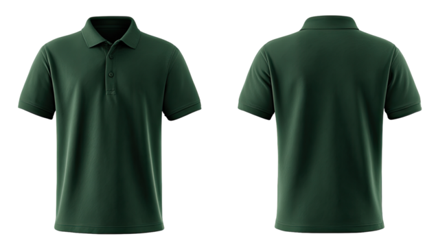 Dark green polo shirt, front and back views (5)