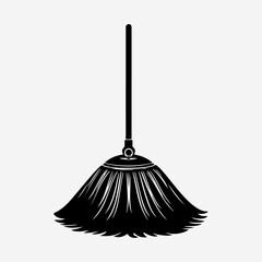Mop Silhouette Simple Flat Black Icon Set, Mop Drawing Minimalist Isolated Graphic Vector Design
