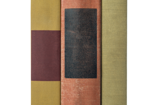 Vintage book spines from an old library. A classic retro background or aged paper texture for design isolated on white background with clipping path.