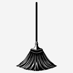 Mop Silhouette Simple Flat Black Icon Set, Mop Drawing Minimalist Isolated Graphic Vector Design