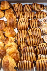 Diverse range of croissants with flaky textures and delectable toppings to tantalize your taste...