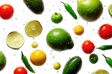 Fresh fruit and vegetables in motion