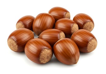 Obraz premium An isolated studio photograph of multiple raw hazelnuts, ready for a food-related website or blog.