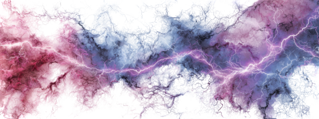 Abstract design with swirling marble-like textures and streaks of vibrant purple lightning