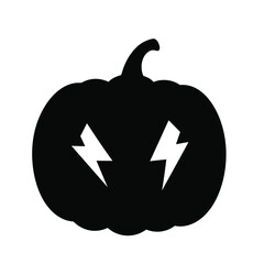 Black pumpkin with lightning eyes icon vector