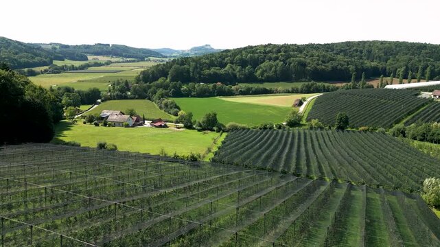 Aerial View near Hatzendorf, Riegersburgblick, Styria, Austria