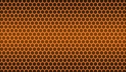 Orange hexagonal neon light abstract technology background