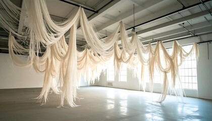 Hanging Strings Installation in Bright Modern Space