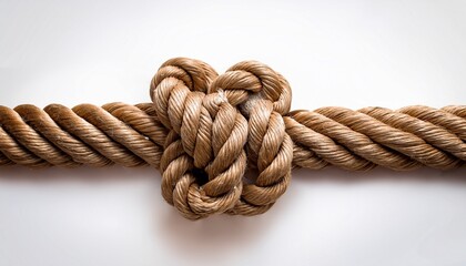 Obraz premium isolated image of a thick brown rope with a knot on one end ideal for nautical diy and adventure themed projects