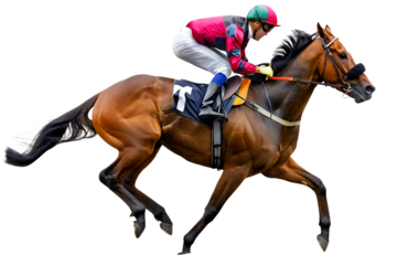horse racer isolated on transparent background ,AI GENERATED