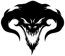 Halloween demon with big horns and teeth