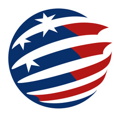 Abstract globe with american flag stripes and stars