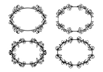 Obraz premium Round and floral vintage vector frames set with ornate decorative borders