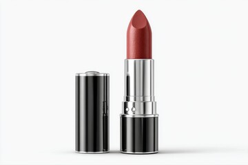 Obraz premium Luxurious lipstick in deep red hue elegant makeup for beauty open case on transparent background