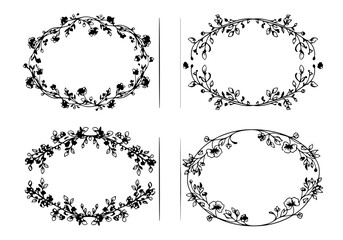 Obraz premium This vector set features a collection of elegant floral Victorian frames in oval, corner, and round shapes. Ideal for adding a vintage touch to invitations, scrapbooks, and creative projects.