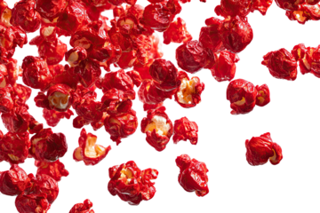 Red popcorn in a flurry