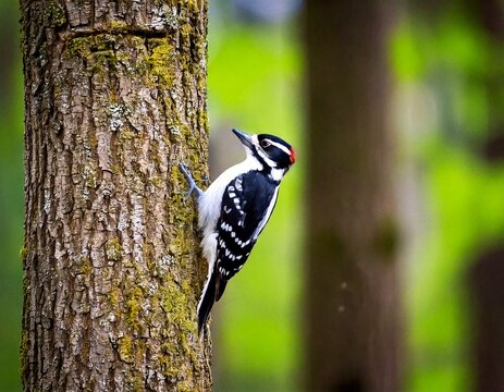 Colorful exotic birds perched on branches and feeders in vibrant natural backgrounds, featuring cardinals, parrots, finches, hummingbirds, woodpeckers, and tropical wildlife