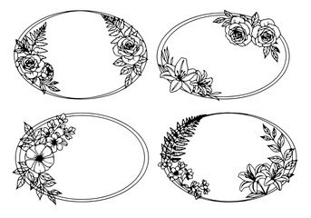 Round and floral vintage vector frames set with ornate decorative borders