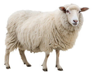 fluffy white sheep isolated on transparent background