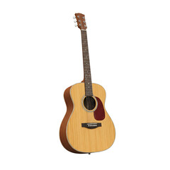 Fototapeta premium Acoustic Guitar with Light Wood Body and Red Pickguard musical instrument string instrument isolated on a transparent background
