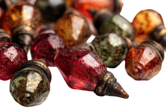 Close-up of colorful, faceted beads