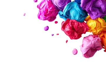 Vibrant fabric blooms in a rainbow of colors against a dark background