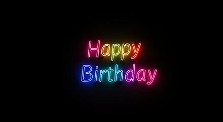 Happy birthday neon sign graphic