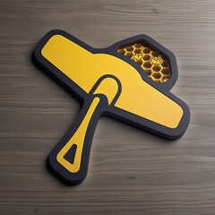 Yellow and Black Abstract Symbol on Wood