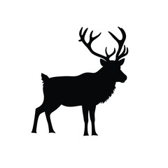 Black reindeer silhouette with large antlers animal