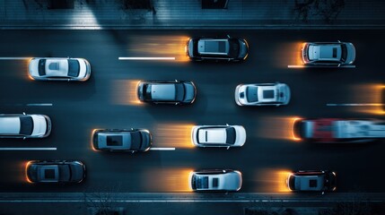 Night city street traffic speed trails