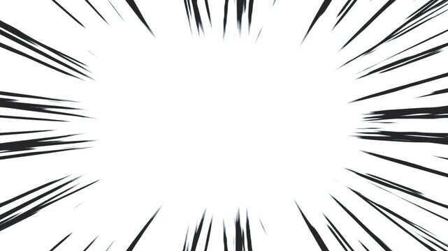 Animation of black anime speed line background. Radial Comics Speed ​​of Light Line. manga speed line zoom	