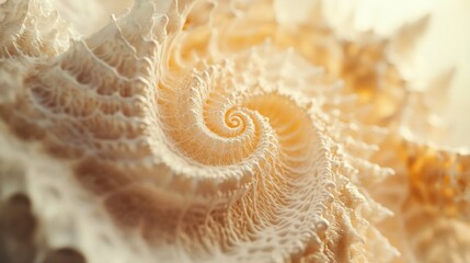 Close-up of an intricate, textured spiral, highlighting organic forms and patterns